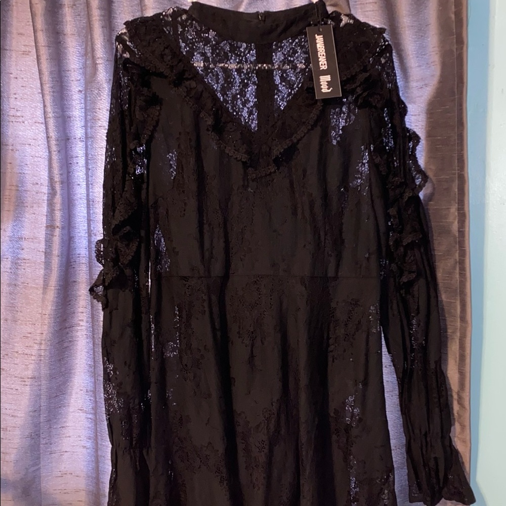 Unique Vintage-Jaw Breaker Black Lace Dark Dreams Fit & Flare Dress